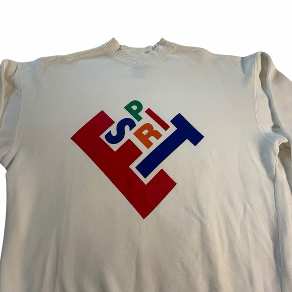 Vintage ESPRIT “Esprit de Corp” Logo Sweatshirt | Cream White | Unisex Small - Picture 3 of 11